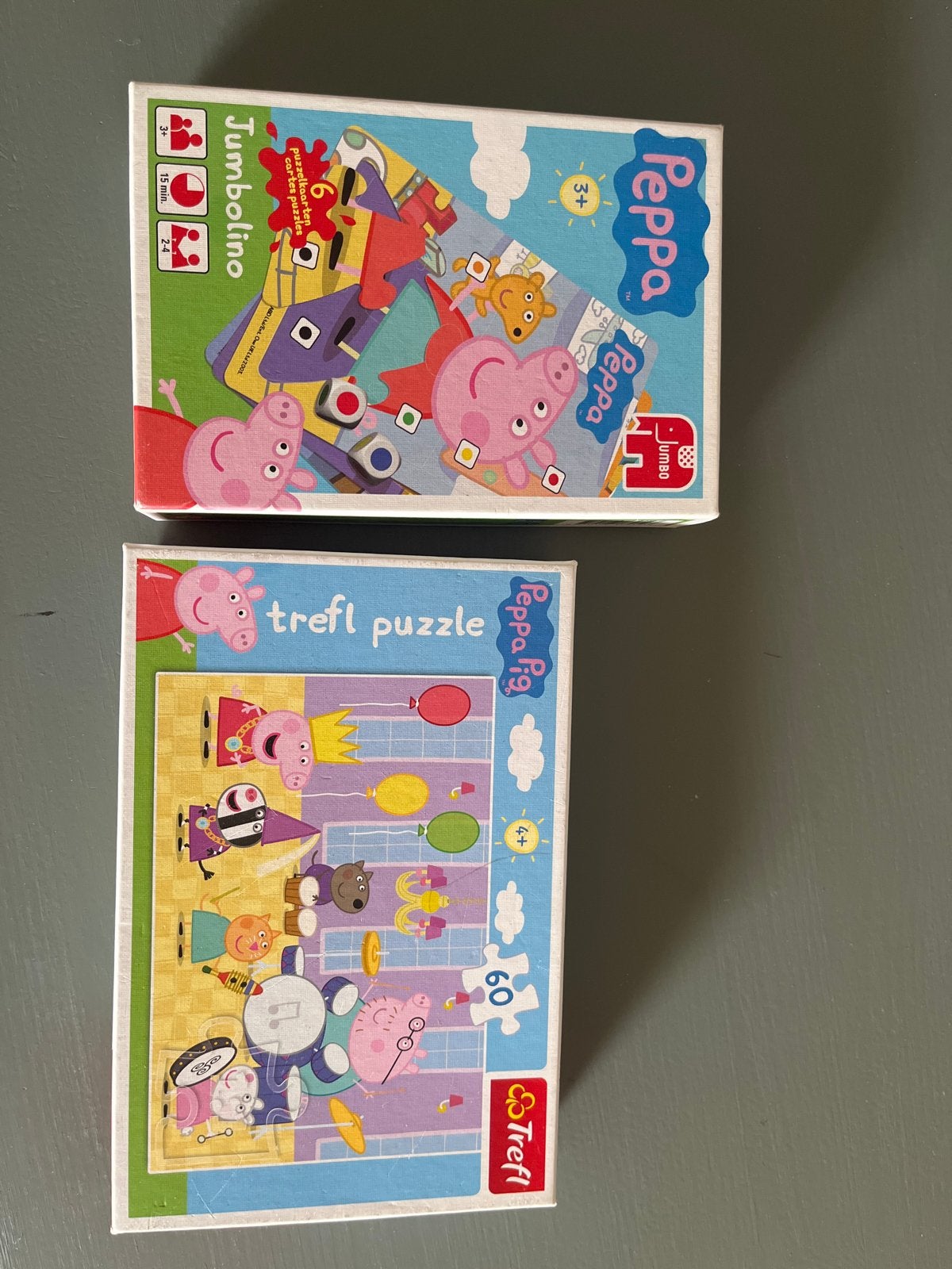 Peppa Pig Puzzels: Jumbolino & Trefl (2 stuks), Ophalen of Verzenden, Meer dan 50 stukjes, Gebruikt, 2 tot 4 jaar