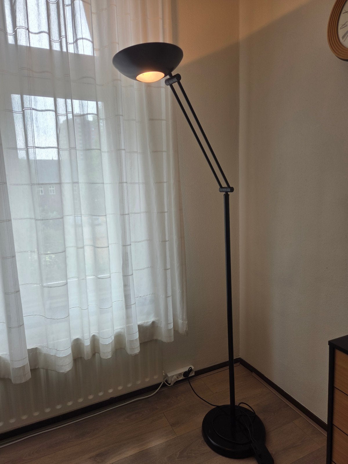 vloerlamp zwart met voet dimmer., Ophalen, Gebruikt