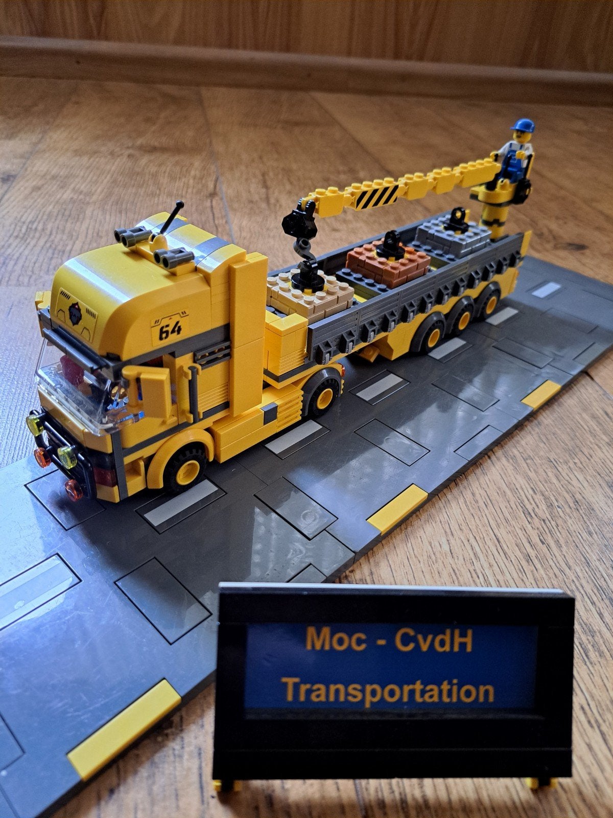 Lego City MOC Trekker met Steentrailer en Kraan, City, MOC (eigen creatie), Lego, Ophalen of Verzenden