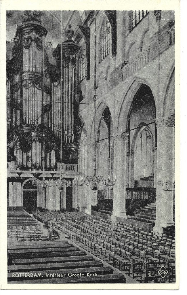 Rotterdam Laurenskerk interieur orgel, Ophalen of Verzenden, 1920 tot 1940, Ongelopen, Zuid-Holland