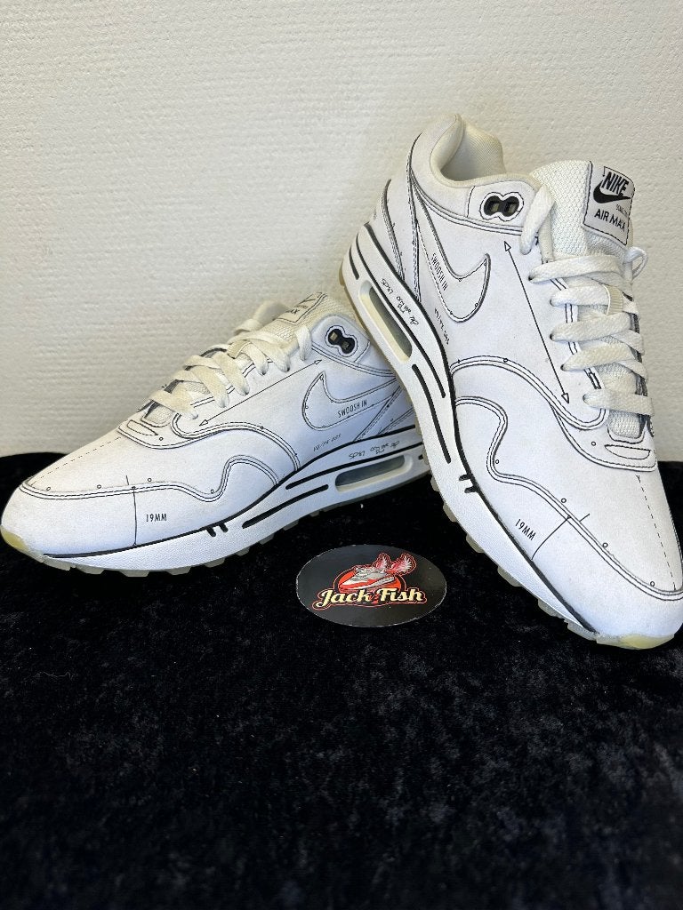 Nike Air Max 1 Sketch Tinker Schematic - Size 44, Wit, Nike, Nieuw, Ophalen of Verzenden