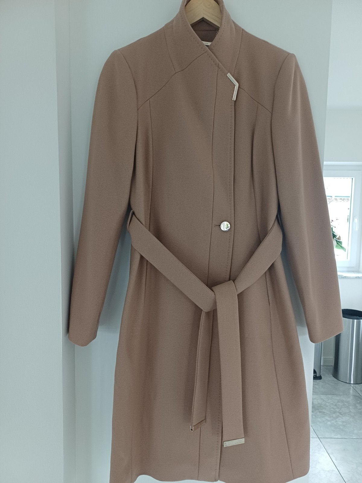 Ted Baker winterjas maat 2 (38)  Wol & Kaschmir NP €499,00, Maat 38/40 (M), Beige, Nieuw, Ophalen of Verzenden