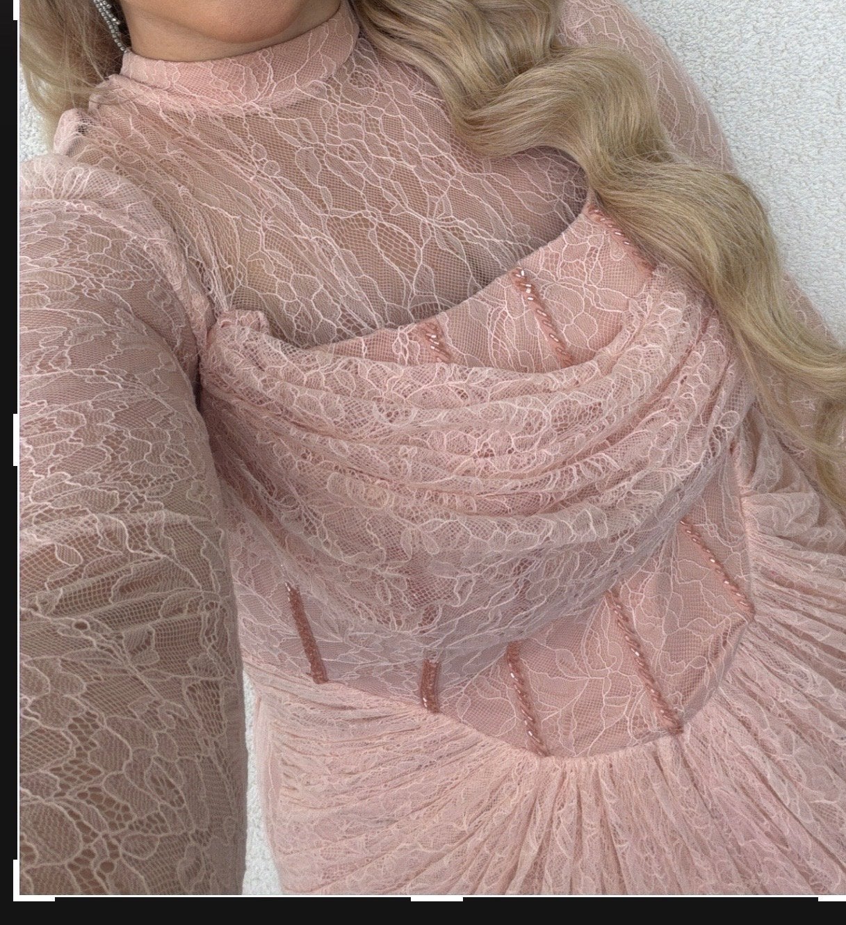 Roze Kanten Galajurk Maat 44 - Slechts één keer gedragen, Kleding | Dames, Maat 42/44 (L), Ophalen of Verzenden, Zo goed als nieuw