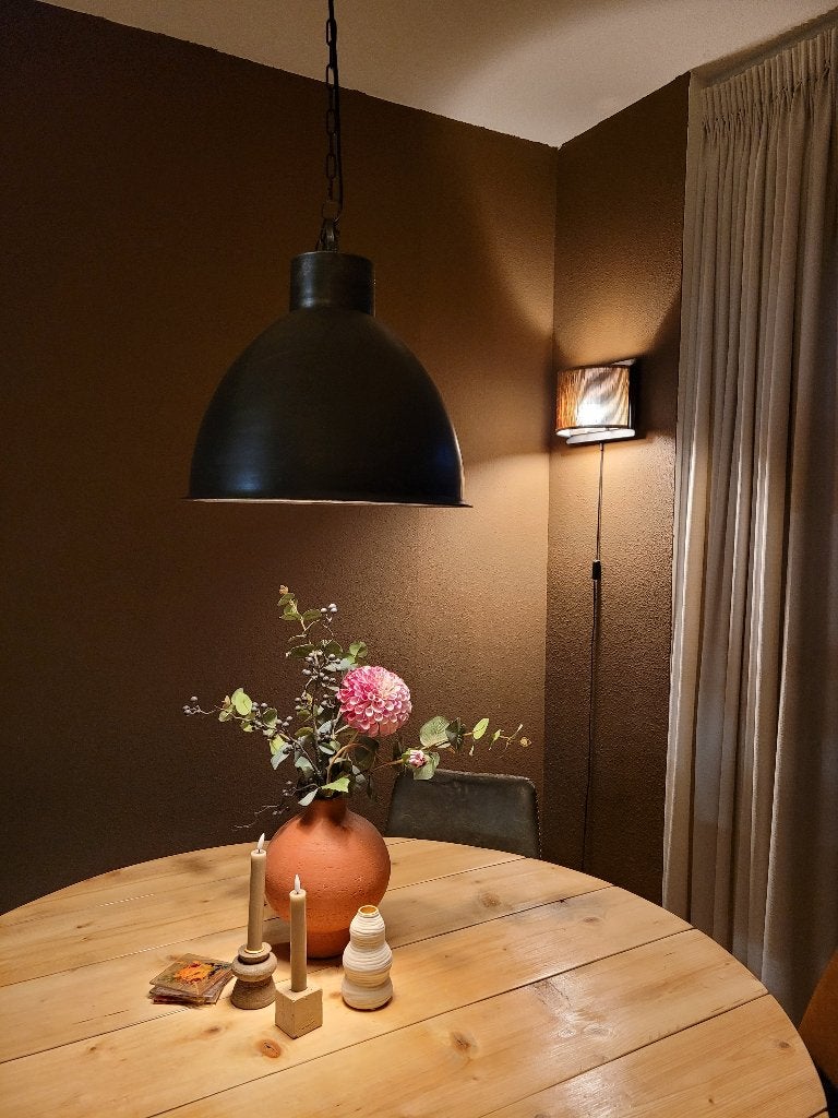 Hanglamp industrieel matte kleur doorsnee 37 cm. hoogte 36, Ophalen of Verzenden, Zo goed als nieuw, Metaal, E27 (groot)
