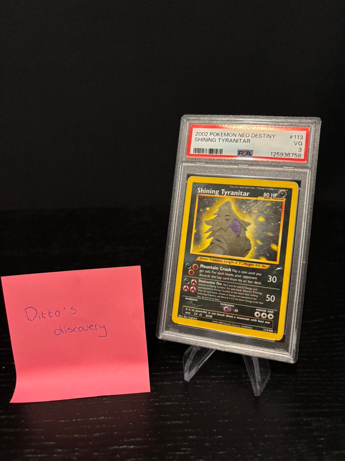 Pokemon Neo Destiny - Shiny Tyranitar - 2002 - PSA 3, Ophalen of Verzenden, Zo goed als nieuw