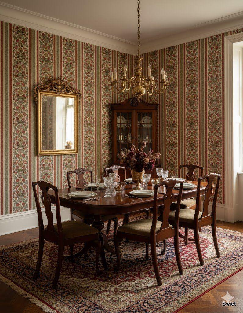 6702 vintage klassiek barokbehang met rode banen swiet , Verzenden, 10 tot 25 m², Rood