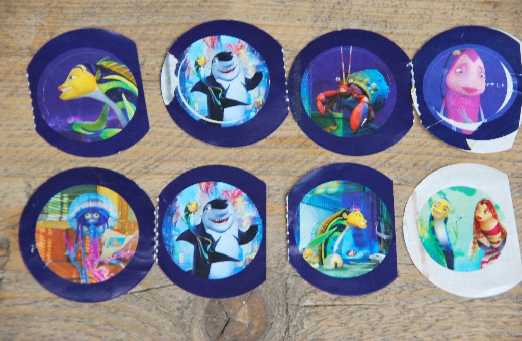 8 Stickers Shark Tale, Ophalen of Verzenden, Nieuw, Film, Tv of Omroep