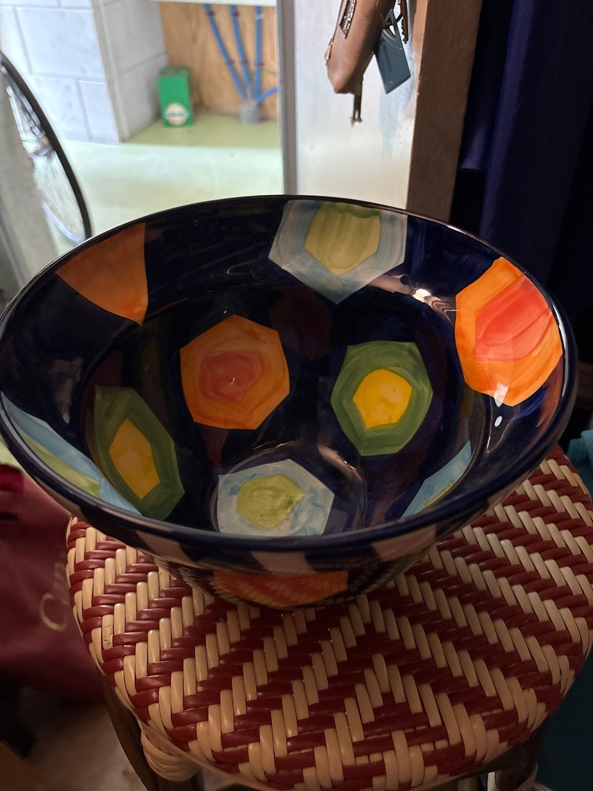 Kleurrijke Keramieken Schaal - Handbeschilderd (Made in Turk, Handbeschilderd, Porselein of Keramiek, Schaal, Rond