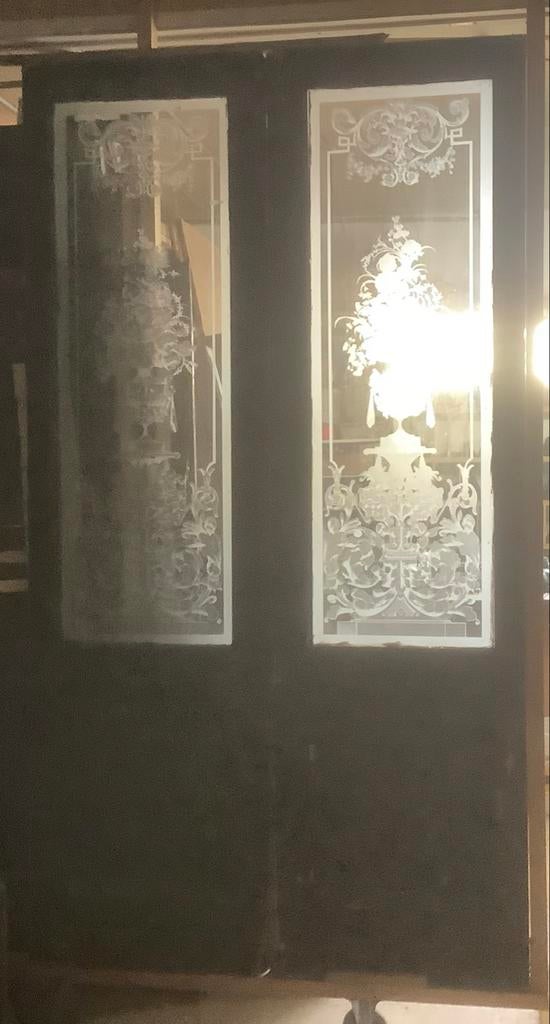 Deuren met geëtst glas - Diverse soorten, partijverkoop, Ophalen of Verzenden, Zo goed als nieuw, Glas, Binnendeur