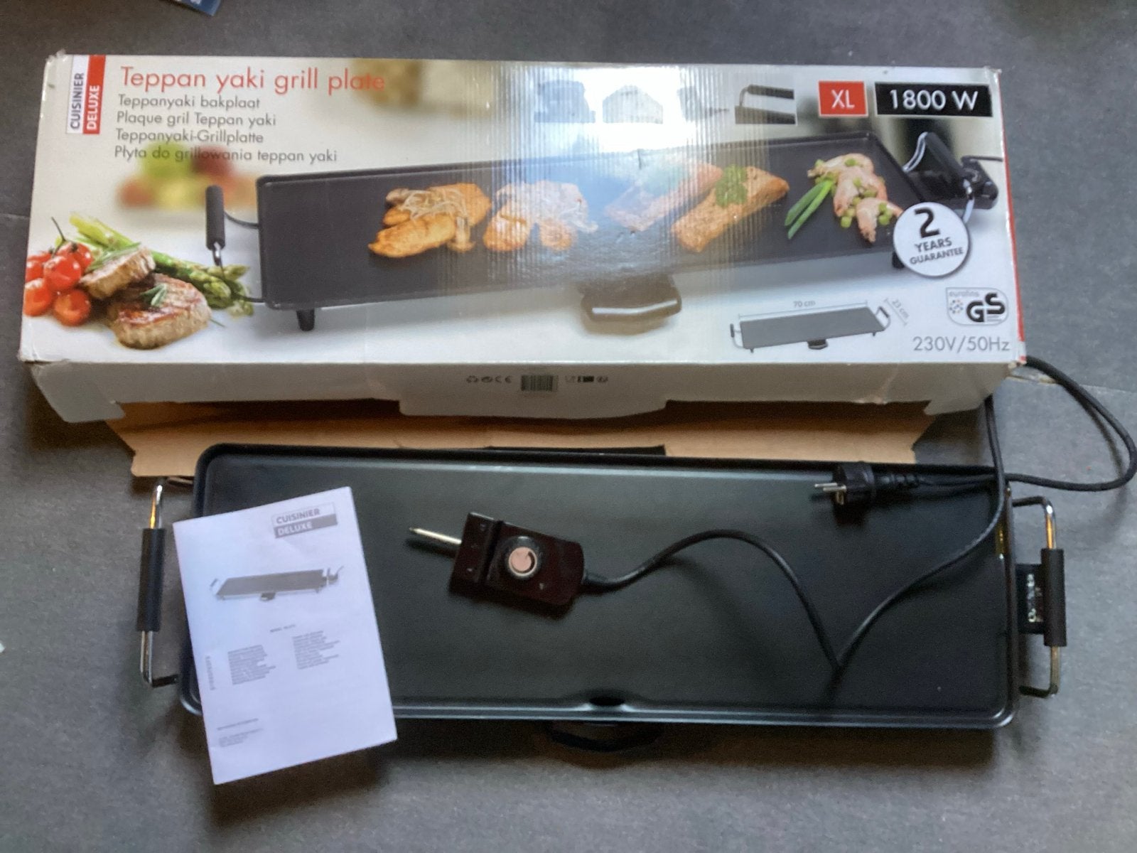 Cuisinier Deluxe Teppanyaki Grillplaat XL 1800W, Witgoed en Apparatuur, Ophalen of Verzenden, Gebruikt, Tafelgrill
