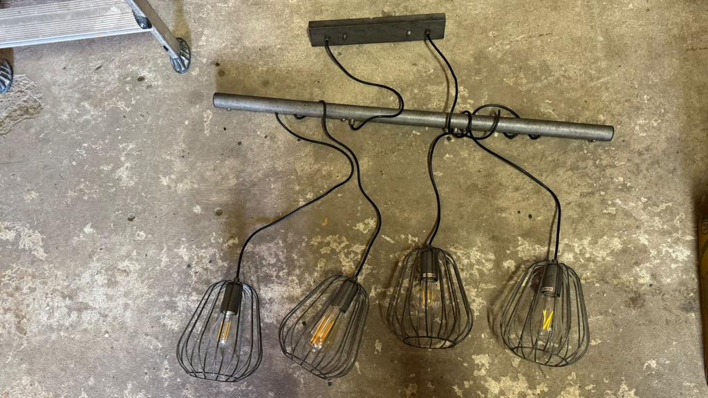 Hanglamp metaal met 4 lampen, Ophalen, Metaal, Minder dan 50 cm