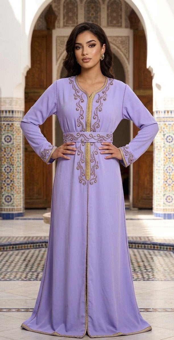 Elegante paarse kaftan/takchita/takshita - Maat 38, Maat 38/40 (M), Paars, Ophalen of Verzenden, Onbekend