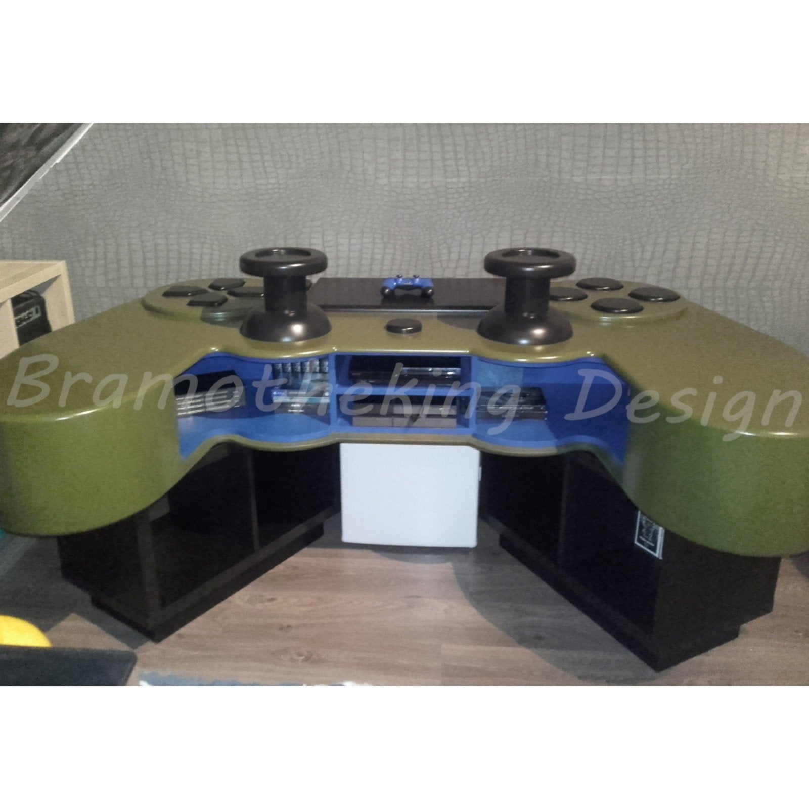 Custom PlayStation Controller Bureau met Kastjes, Huis en Inrichting, Ophalen, Opbergruimte, Groen, Spaanplaat of MDF