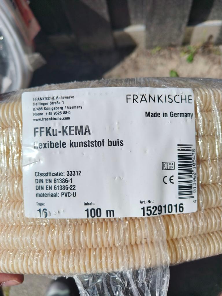 Frankische flexibele elektriciteitsbuis 16mm (30-50m), Doe-het-zelf en Verbouw, Elektra en Kabels, Overige typen, Ophalen