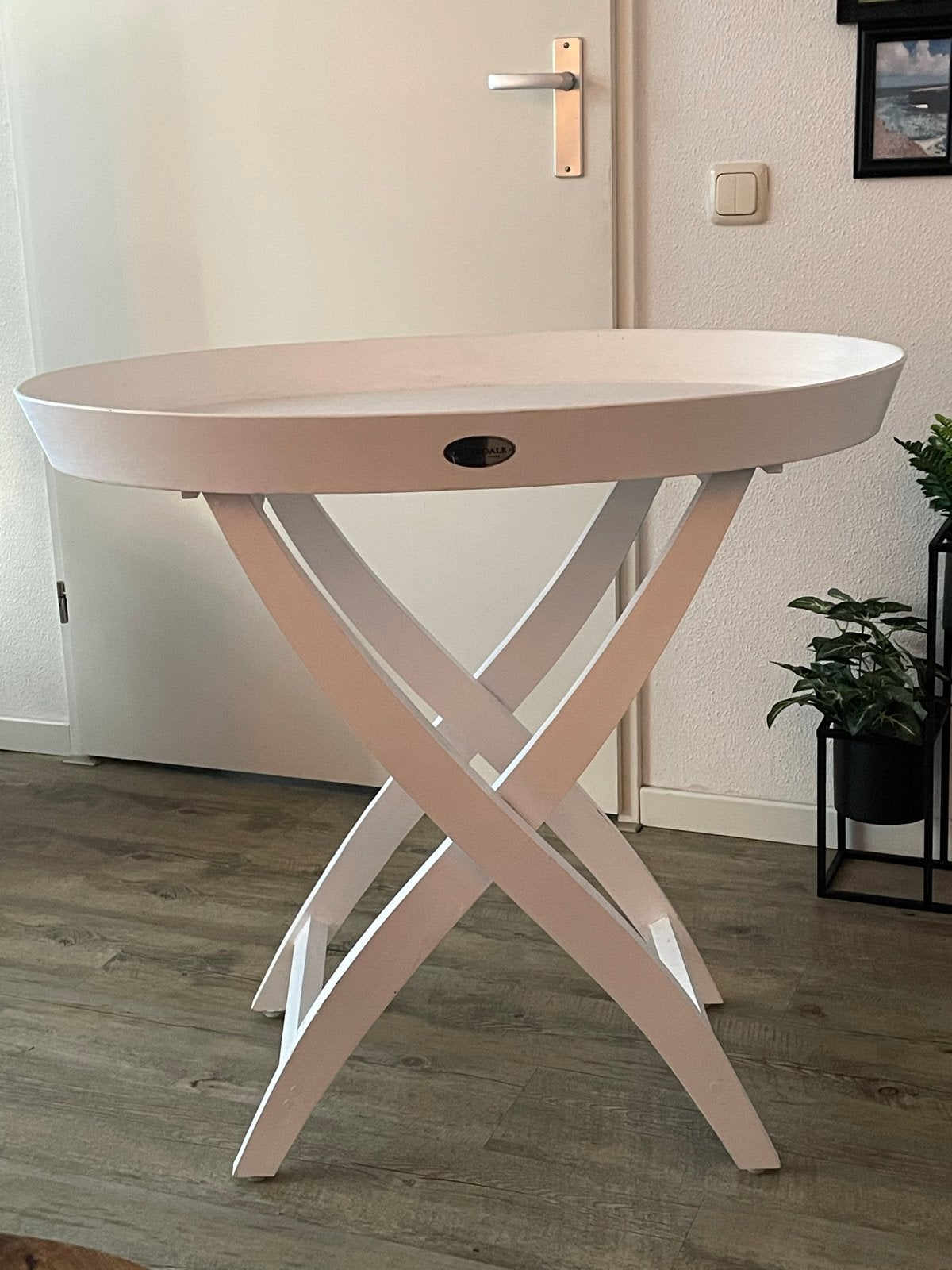 Riverdale bijzettafel / dienbladtafel wit, Gebruikt, Rond, 55 tot 75 cm, Hout
