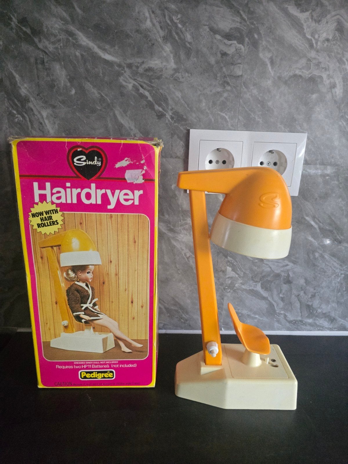 Vintage Sindy Pedigree Haardroger met originele doos, Verzamelen, Ophalen of Verzenden, Gebruikt