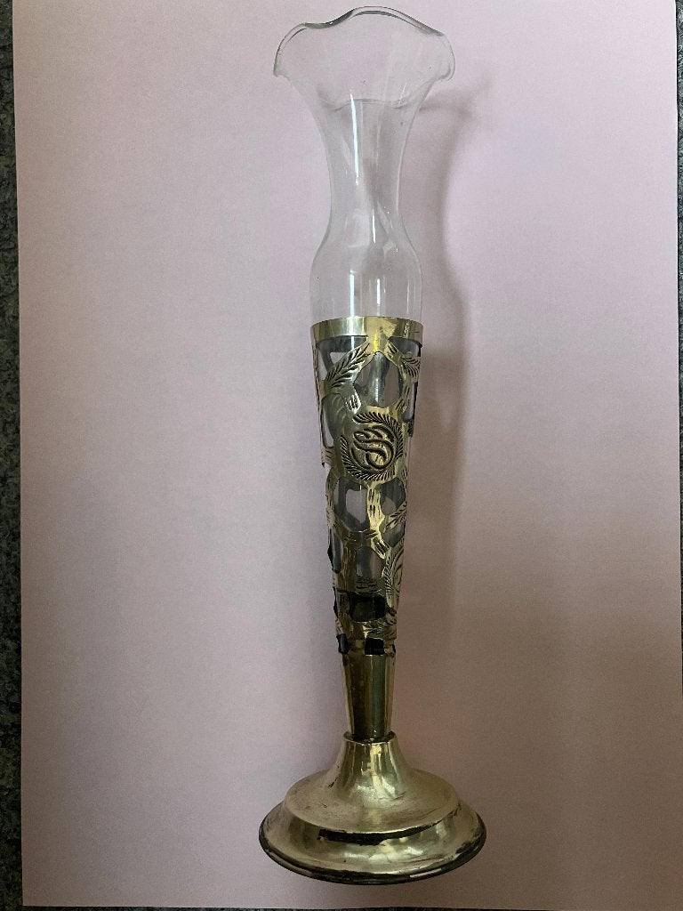 Glazen vaasje in zilver houder, Ophalen