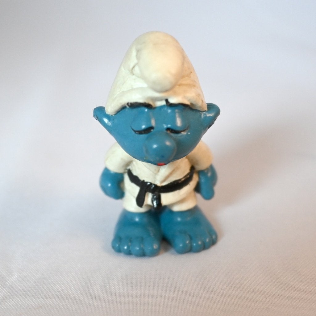 20134: Judo Smurf met zwarte band, Ophalen of Verzenden, Gebruikt, Verschillende Smurfen, Poppetje, Figuurtje of Knuffel