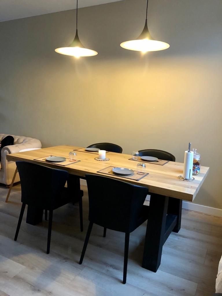 Eiken eettafel/Oak table 200x100 + 4 stoelen/chairs, Huis en Inrichting, Tafels | Eettafels, Gebruikt, 50 tot 100 cm, 150 tot 200 cm