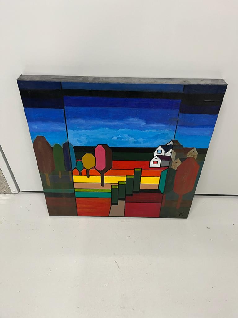 Replica Ton Schulten schilderij, 50x50 cm, met deukje, Ophalen
