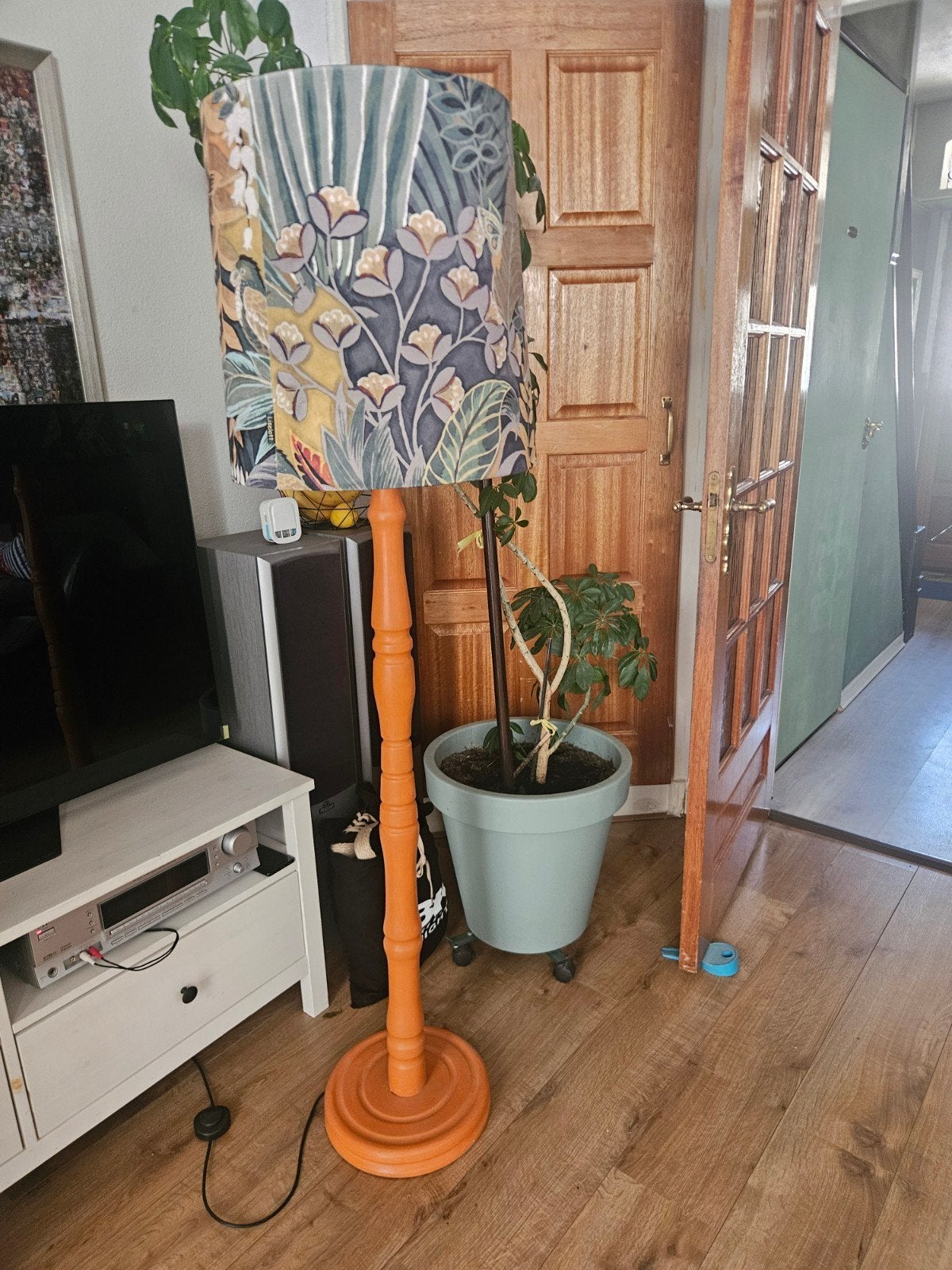 Unieke staande lamp met botanische print kap, Ophalen