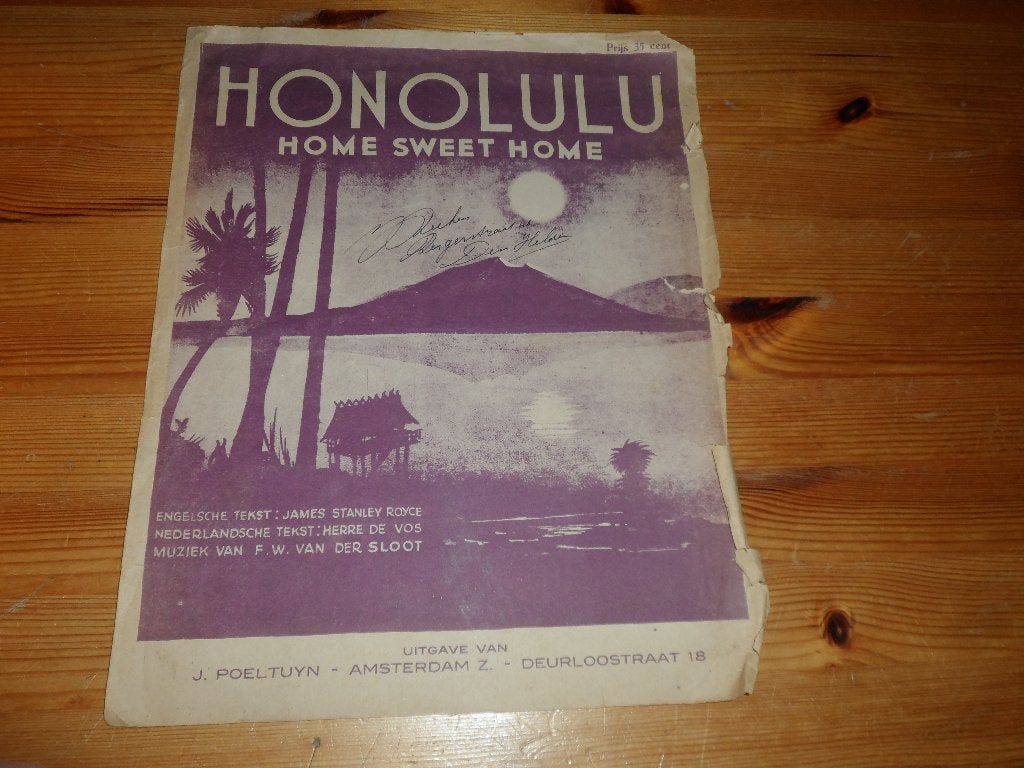Honolulu - home sweet home - f. W. Van der sloot, Ophalen of Verzenden, Gebruikt, Artiest of Componist, Populair