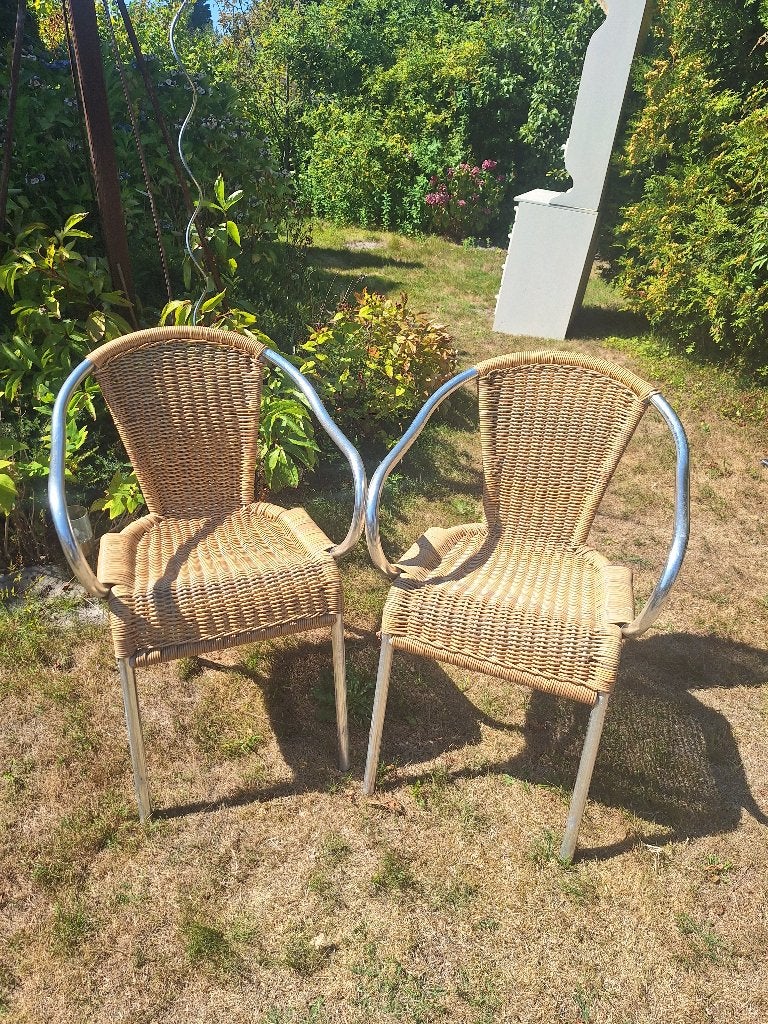 2 bistro stoelen, Tuin en Terras, Ophalen, Gebruikt