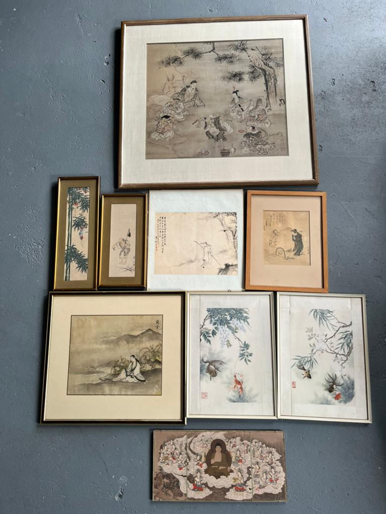Collectie klassieke chinese japanse kunst inkt tekeningen, Antiek en Kunst, Ophalen of Verzenden