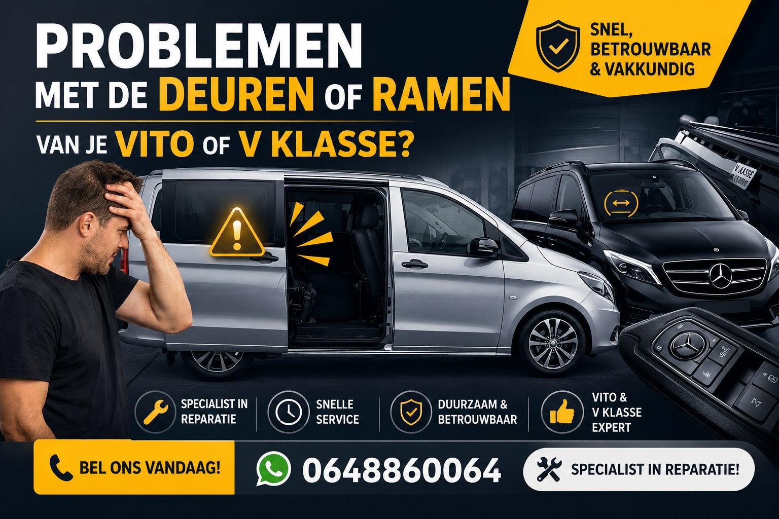 Mercedes Vito & V-Klasse W447 Schuifdeur / Raam Reparatie, Ophalen of Verzenden