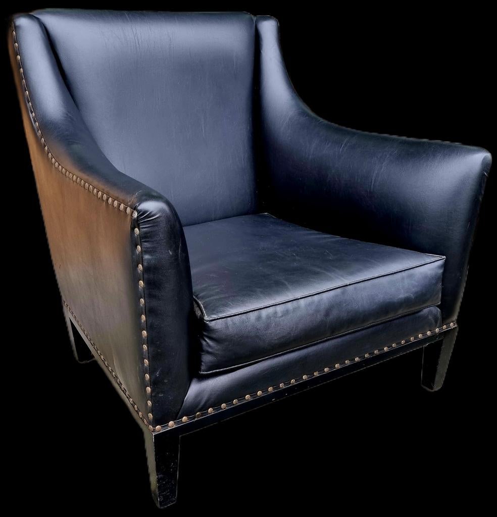 Chesterfield Lounge Fauteuil Zwart Leer + BEZORGING GRATIS, Gebruikt, Onbekend, Klassiek, Chesterfield, Lounge, Ophalen of Verzenden