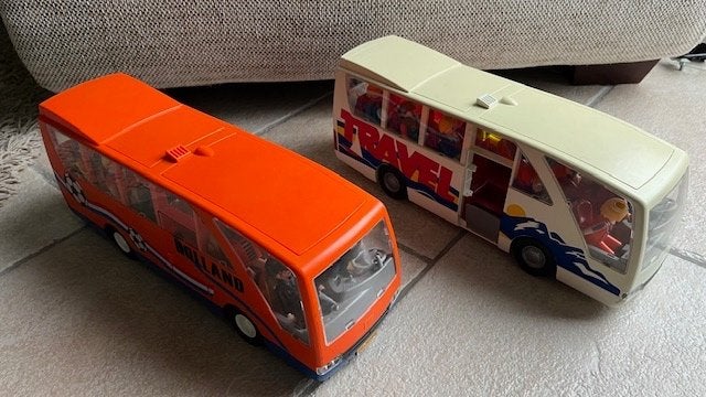 Playmobil oranje Holland bus 5025, 37 cm en Travel bus 3169, Ophalen of Verzenden, Gebruikt
