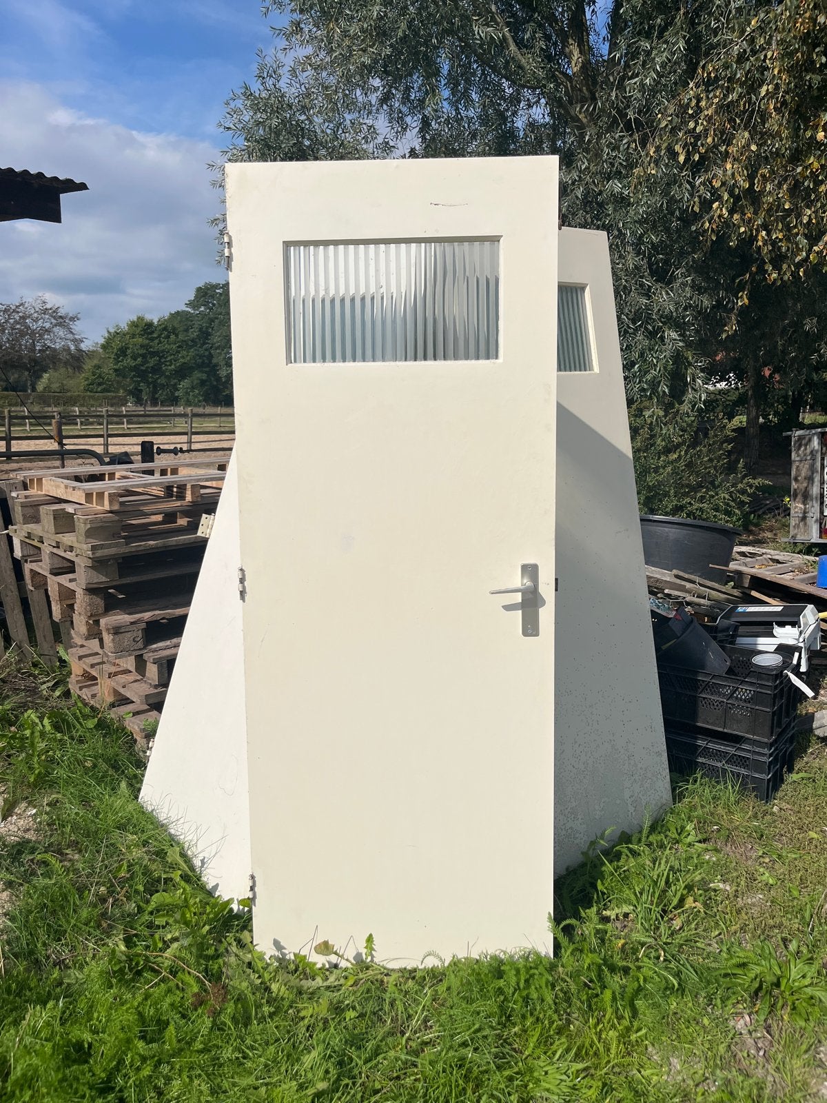 2 Jaren '50 binnendeuren met raampje - 78x201,5 cm, Gebruikt, Minder dan 80 cm, Binnendeur, Ophalen of Verzenden