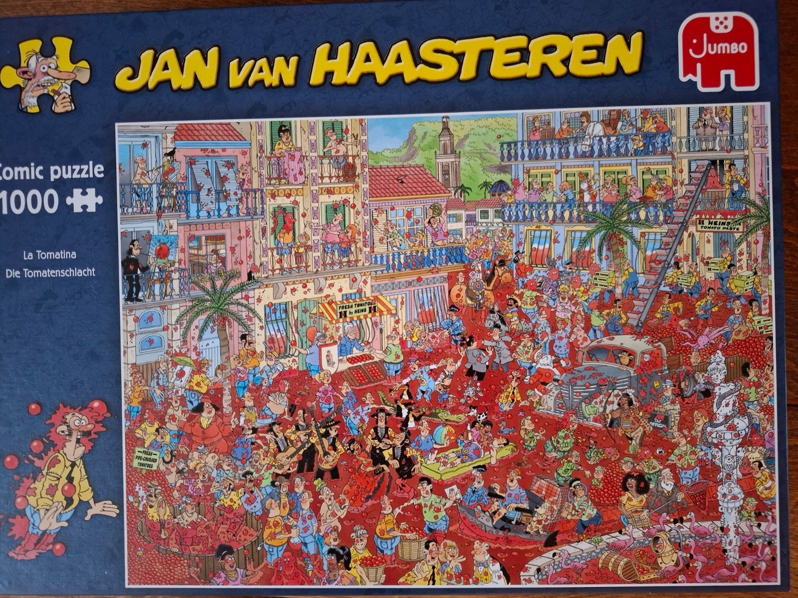 Jan van Haasteren puzzel Die Tomatenschlacht, Hobby en Vrije tijd, Denksport en Puzzels, Ophalen of Verzenden, 500 t/m 1500 stukjes