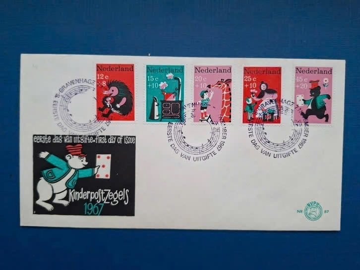 Postzegel NL 1967 FDC 87 Kinderzegels 26-06, Postzegels en Munten, Postzegels | Nederland, Ophalen of Verzenden, Na 1940, Gestempeld
