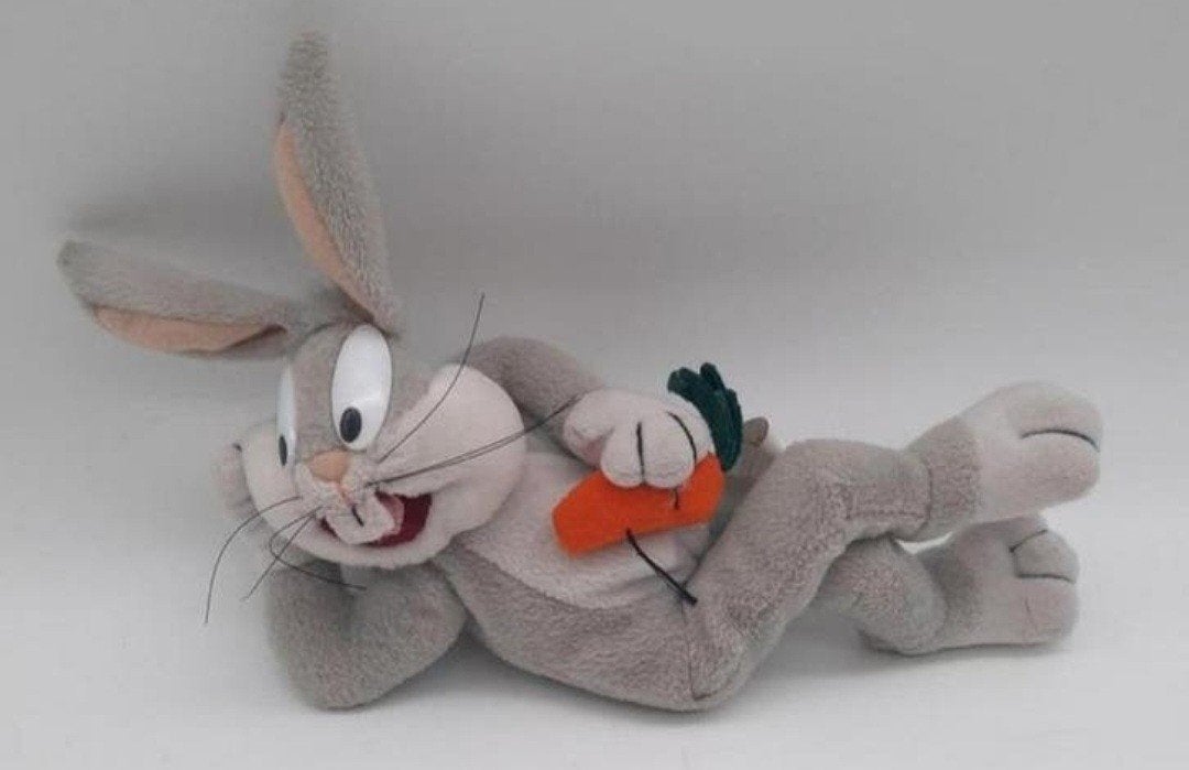 Bugs Bunny Looney Tunes knuffeltje 1998, Ophalen of Verzenden, Looney Tunes, Gebruikt, Beeldje of Figuurtje