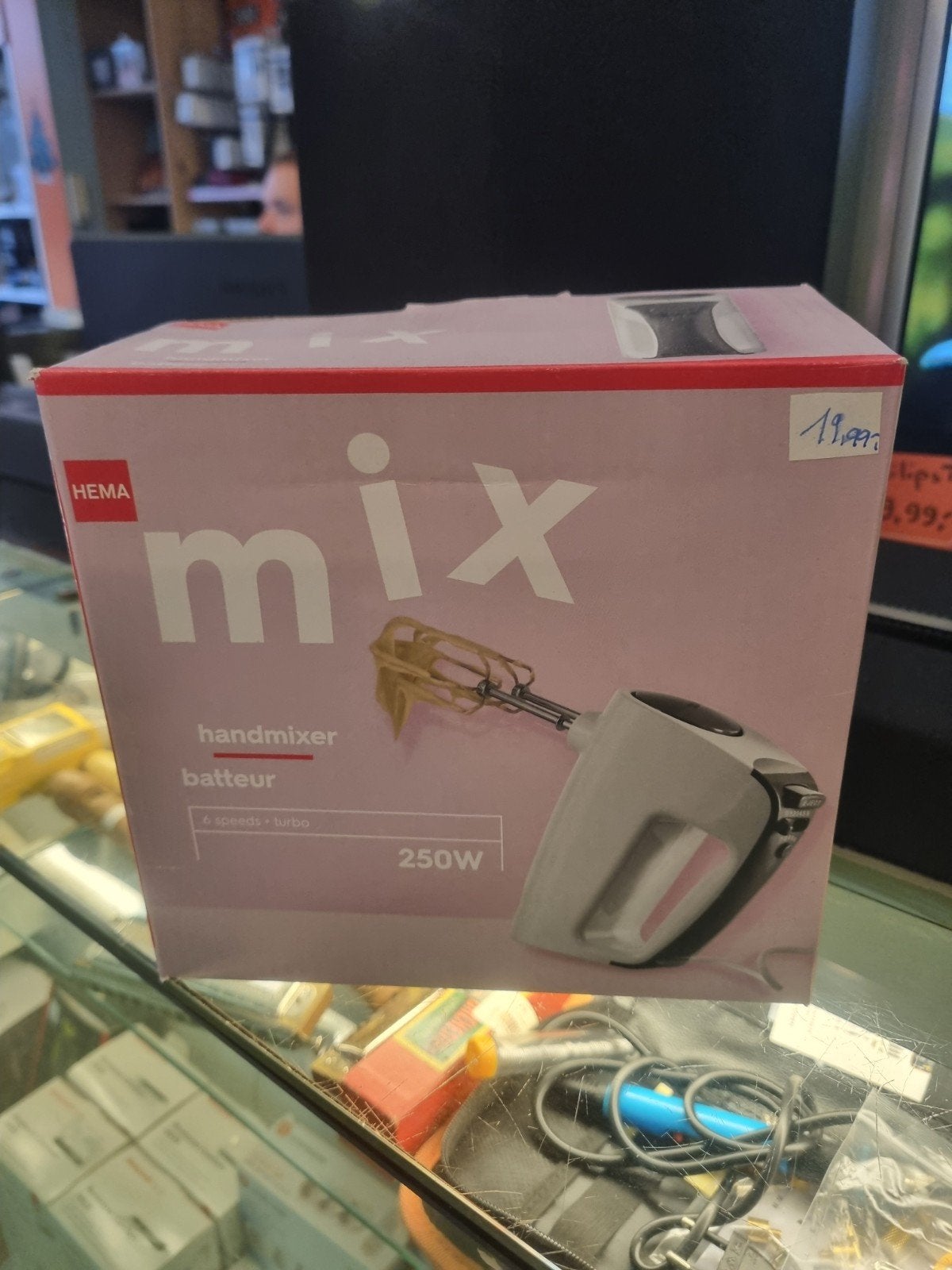 Hema Handmixer - 6 snelheden + turbo, 250W, Ophalen, Nieuw, Vaatwasserbestendig, 3 snelheden of meer