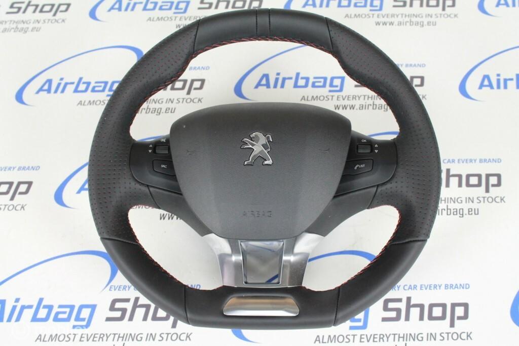 Stuur + airbag leder Peugeot 308 (2013-heden), Gebruikt, Ophalen of Verzenden