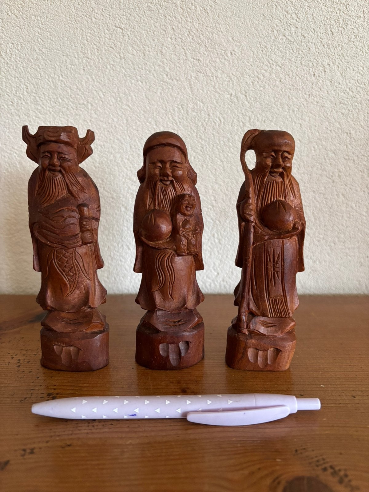 Chinese gelukssymbolen houtsnijwerk, Ophalen of Verzenden, Gebruikt, Hout