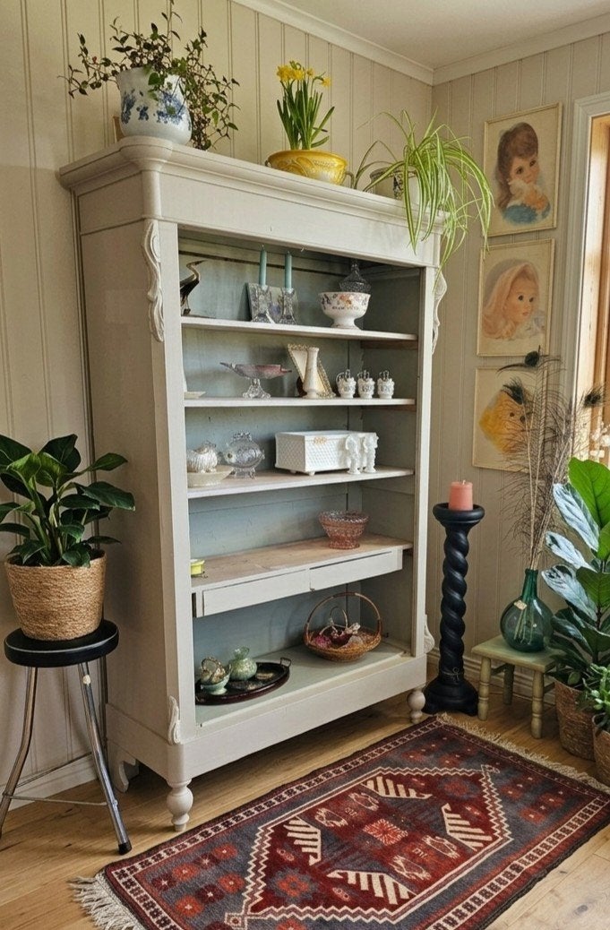 Vintage boekenkast/ pronkkast, Ophalen, 25 tot 50 cm, 50 tot 100 cm, Minder dan 100 cm