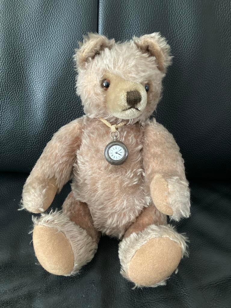 Vintage Teddybeer met Zakhorloge - Charmant en Uniek, Ophalen of Verzenden, Zo goed als nieuw