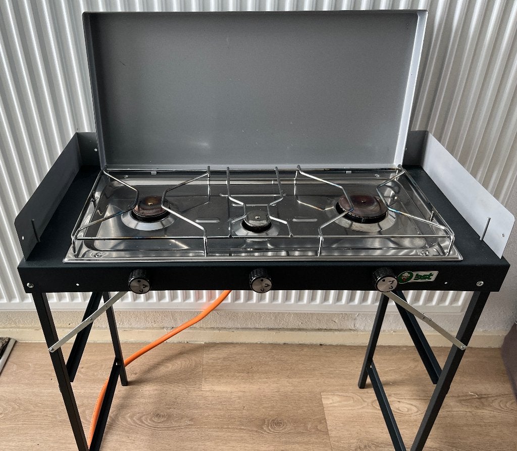 3-pits camping gasstel, Caravans en Kamperen, Ophalen, Gebruikt