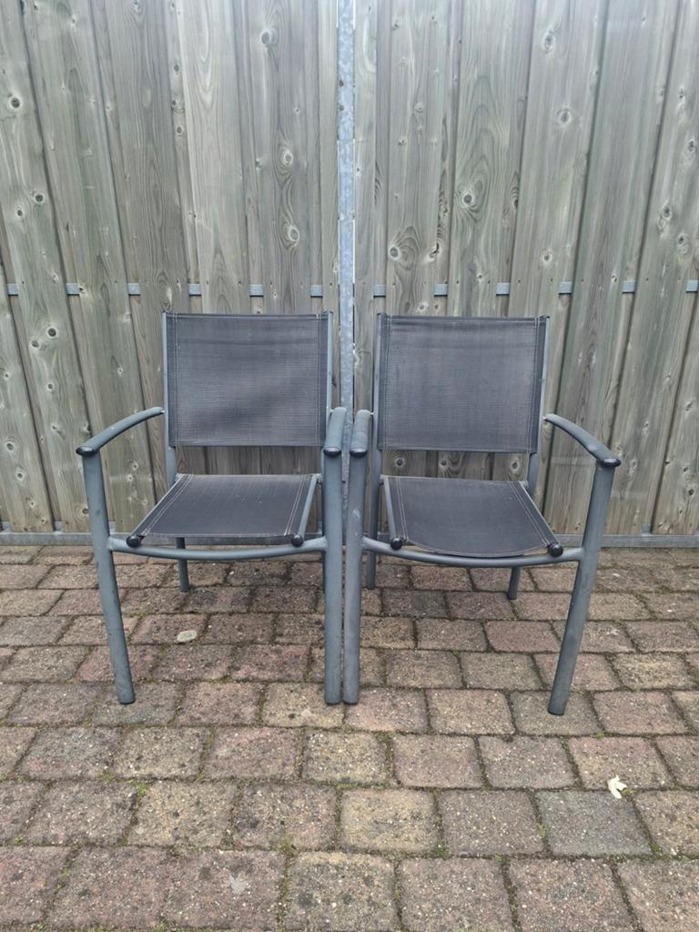 2x tuinstoel, Tuin en Terras, Ophalen, Gebruikt, Aluminium