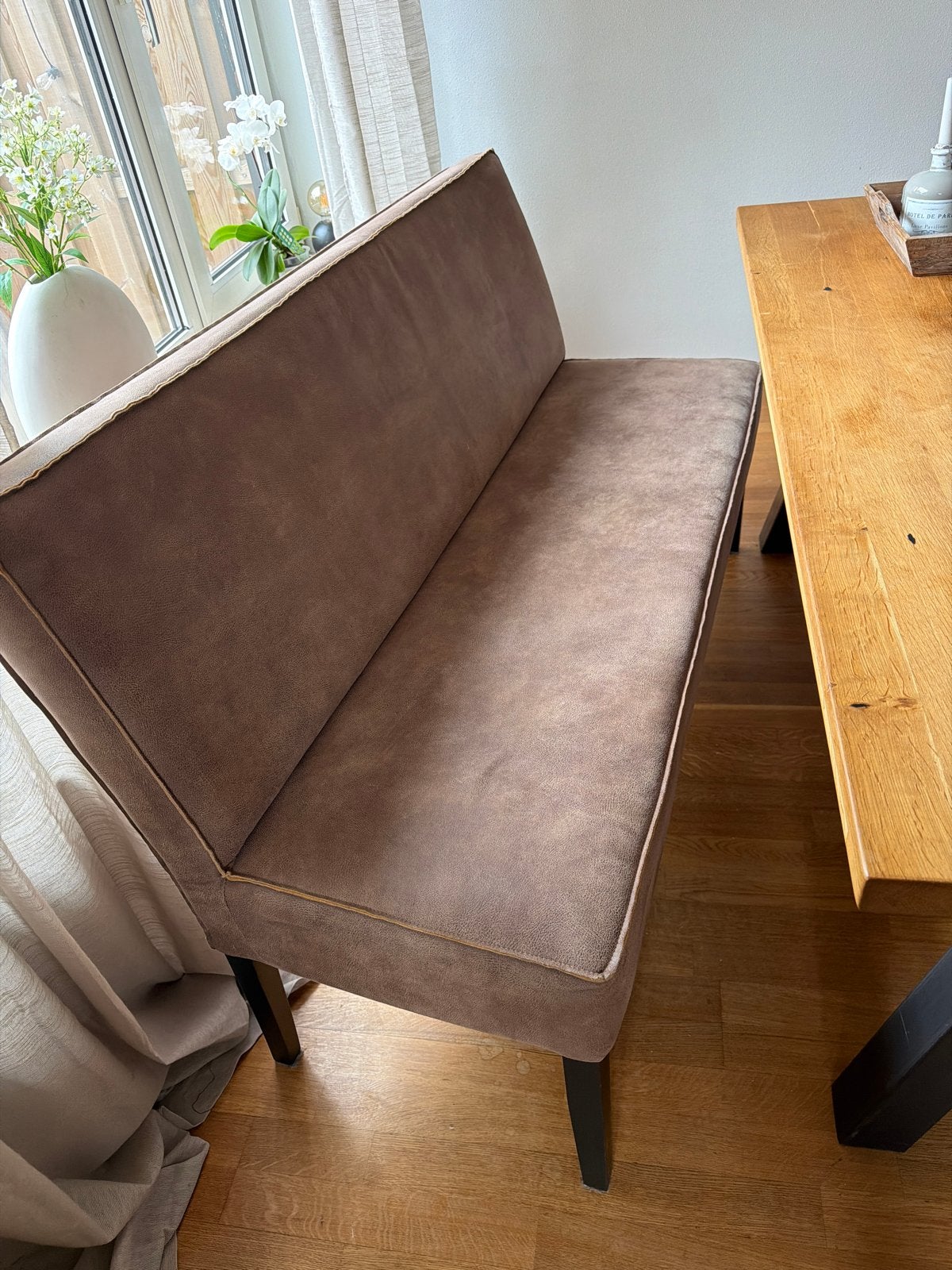 Comfortabele eetbank - Bruin, zo goed als nieuw, Ophalen, Zo goed als nieuw, Stof