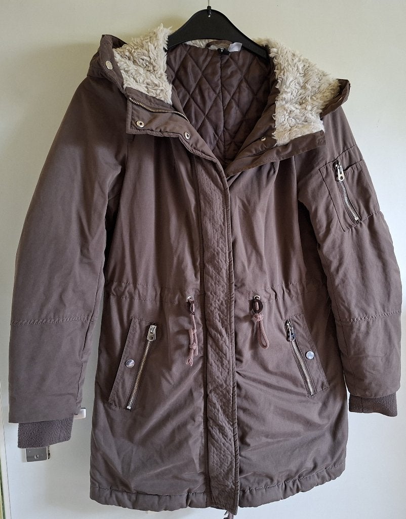 Bruine Jas met Capuchon Maat 38., Maat 38/40 (M), Divided, Bruin, Ophalen of Verzenden