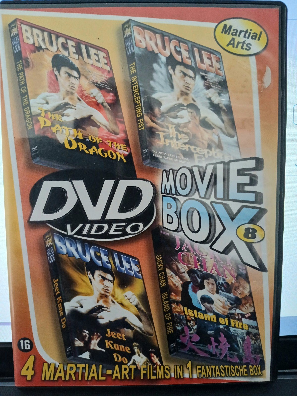 dvd movie box 8 martial arts ( 3x bruce ler 1x jackie chan), Cd's en Dvd's, Vanaf 16 jaar, Ophalen of Verzenden, Zo goed als nieuw