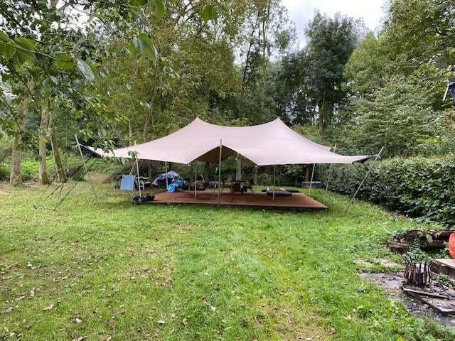 Professionele Strech tent 10m bij 10m, Ophalen, Gebruikt, Tot en met 4