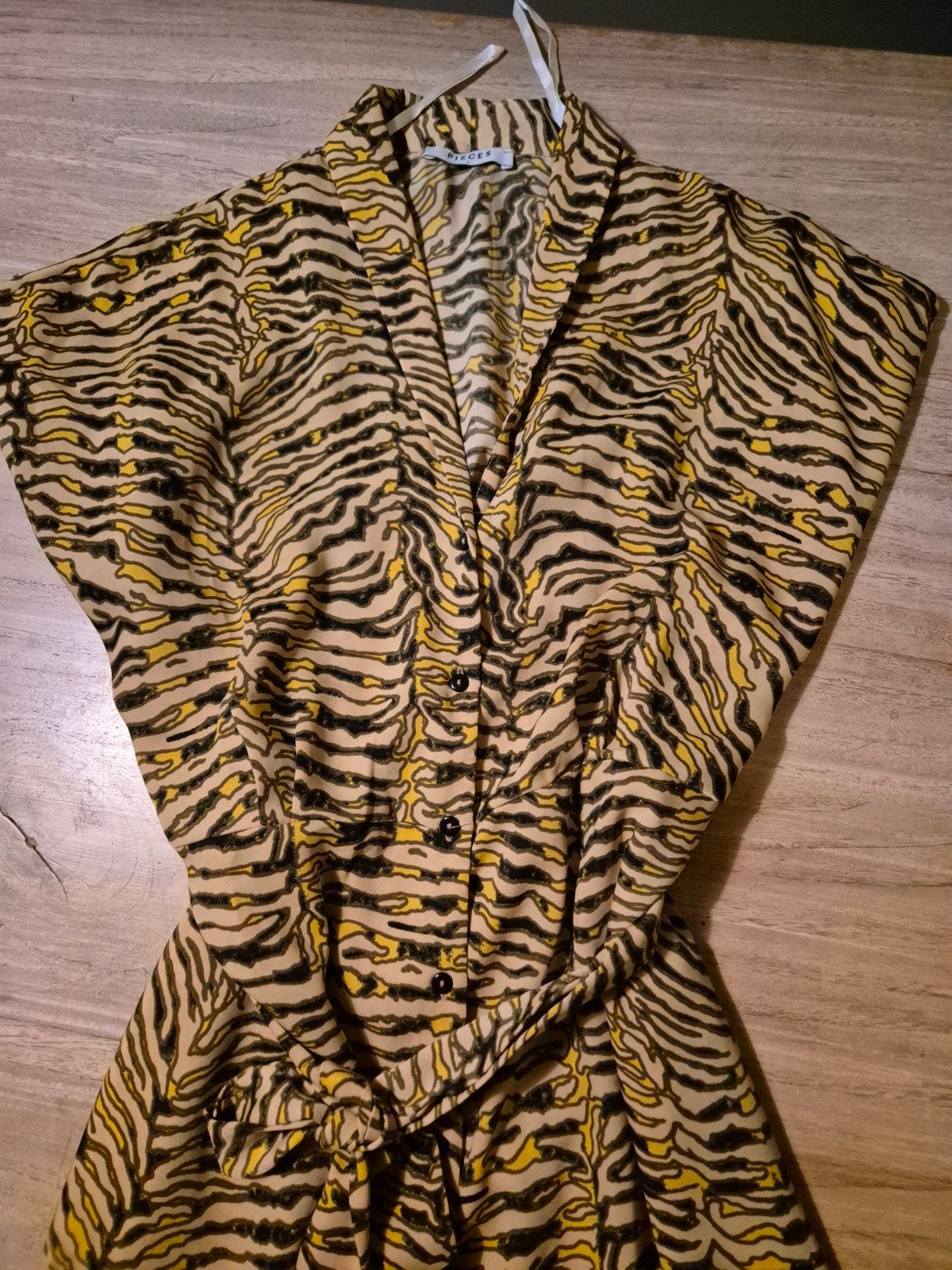 Pieces jurk met zebraprint maat L, Maat 38/40 (M), Beige, Ophalen of Verzenden, Zo goed als nieuw