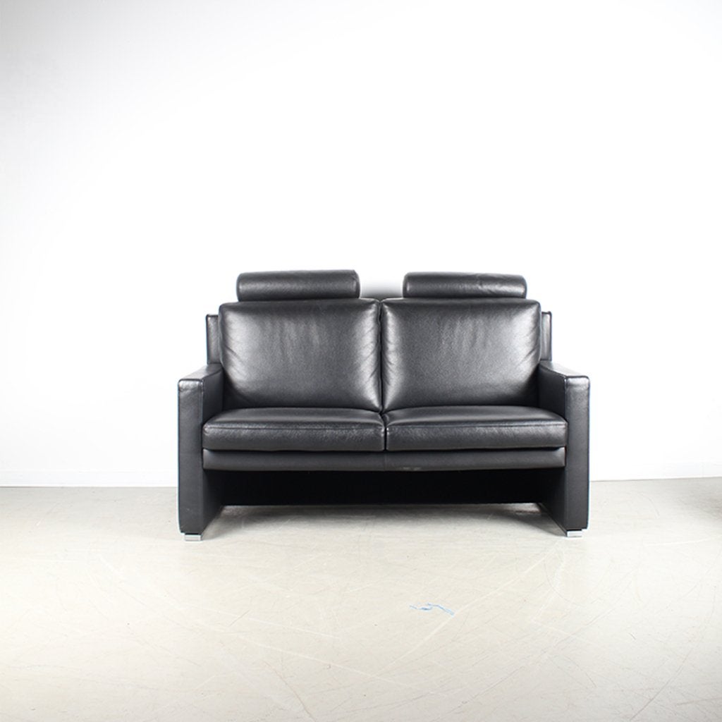 1x Leolux Timandra Bank 2-zits/148cm Leder – Zwart