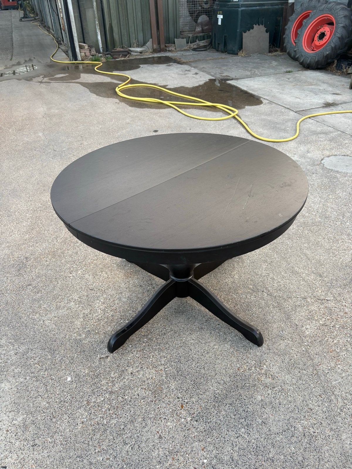 Zwarte uitschuifbare Ikea eettafel, Ophalen, Gebruikt, 100 tot 150 cm, Vijf personen of meer