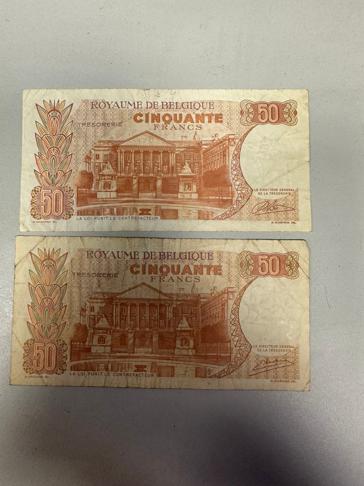 2x 50 frank koning Boudewijn en Fabiola, Postzegels en Munten, Ophalen of Verzenden